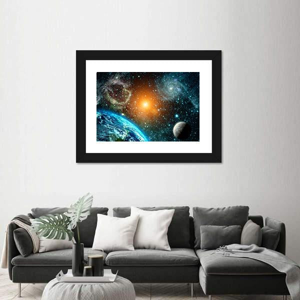 View Of The Earth From Space Canvas Wall Art-3 Horizontal-Gallery Wrap-25" x 16"-Tiaracle