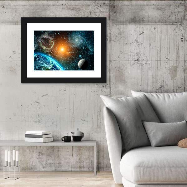 View Of The Earth From Space Canvas Wall Art-3 Horizontal-Gallery Wrap-25" x 16"-Tiaracle
