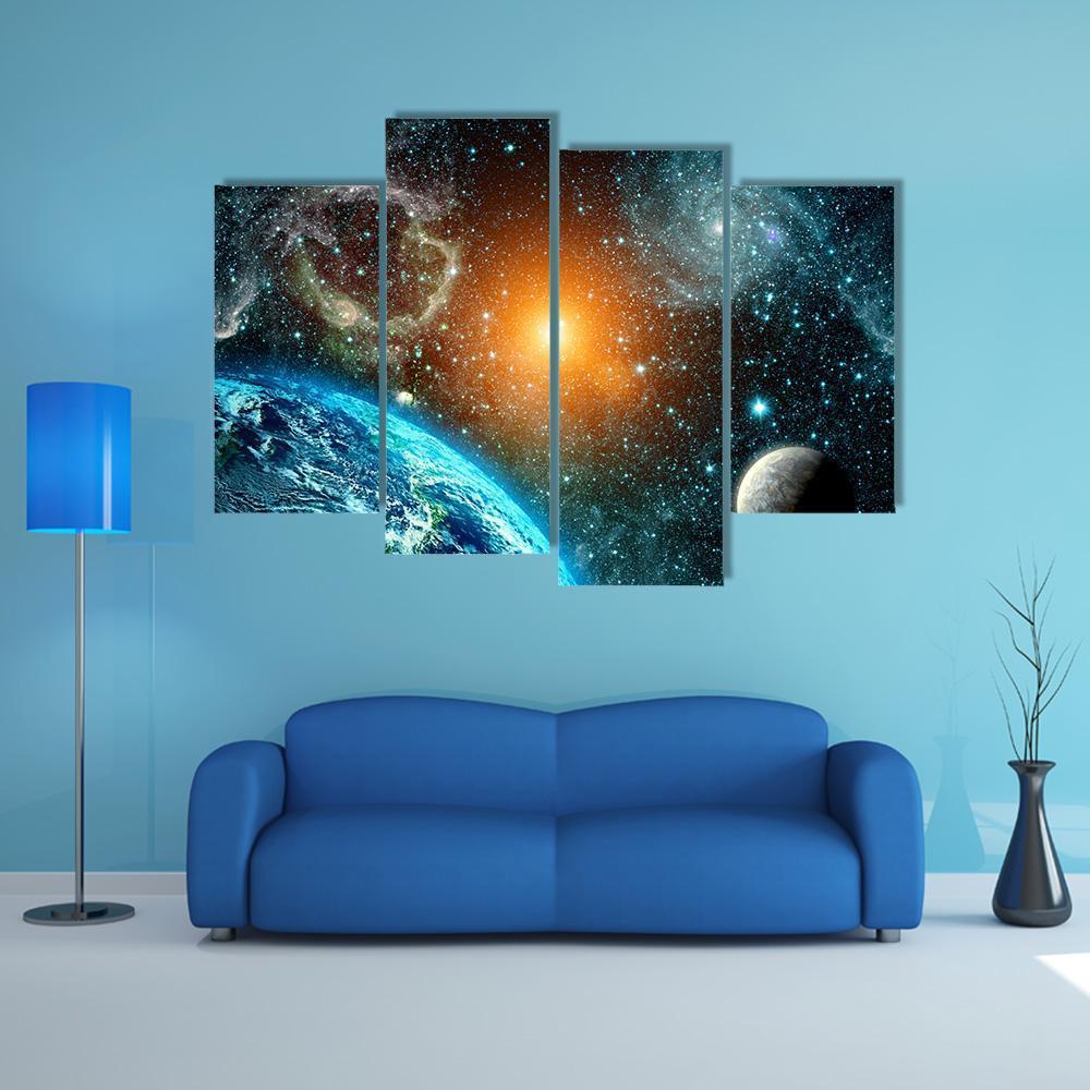 View Of The Earth From Space Canvas Wall Art-4 Pop-Gallery Wrap-50" x 32"-Tiaracle