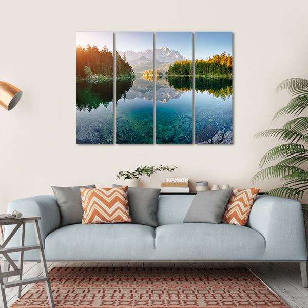 View Of The Famous Lake Eibsee Canvas Wall Art-4 Horizontal-Gallery Wrap-34" x 24"-Tiaracle