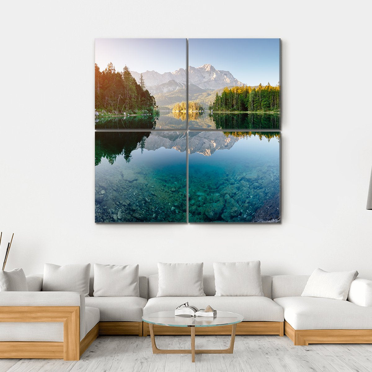 View Of The Famous Lake Eibsee Canvas Wall Art-4 Square-Gallery Wrap-17" x 17"-Tiaracle