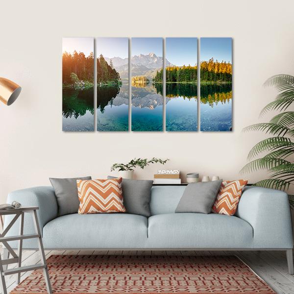 View Of The Famous Lake Eibsee Canvas Wall Art-5 Horizontal-Gallery Wrap-22" x 12"-Tiaracle