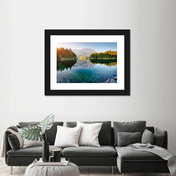 View Of The Famous Lake Eibsee Canvas Wall Art-5 Horizontal-Gallery Wrap-22" x 12"-Tiaracle