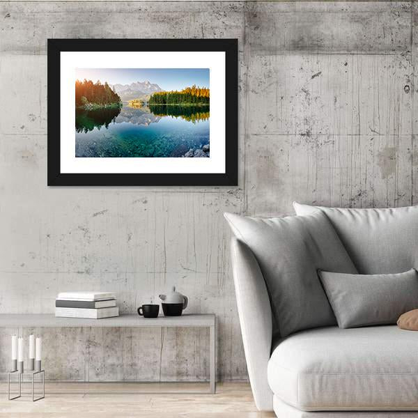 View Of The Famous Lake Eibsee Canvas Wall Art-5 Horizontal-Gallery Wrap-22" x 12"-Tiaracle