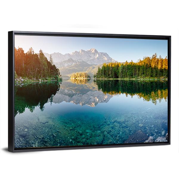 View Of The Famous Lake Eibsee Canvas Wall Art-5 Horizontal-Gallery Wrap-22" x 12"-Tiaracle