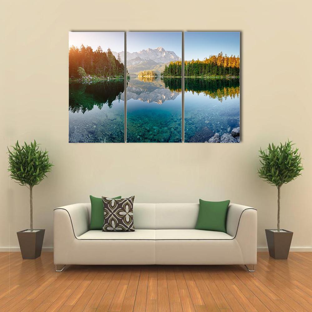 View Of The Famous Lake Eibsee Canvas Wall Art-3 Horizontal-Gallery Wrap-37" x 24"-Tiaracle