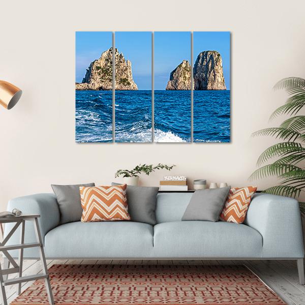 View Of The Faraglioni Rocks Canvas Wall Art-4 Horizontal-Gallery Wrap-34" x 24"-Tiaracle