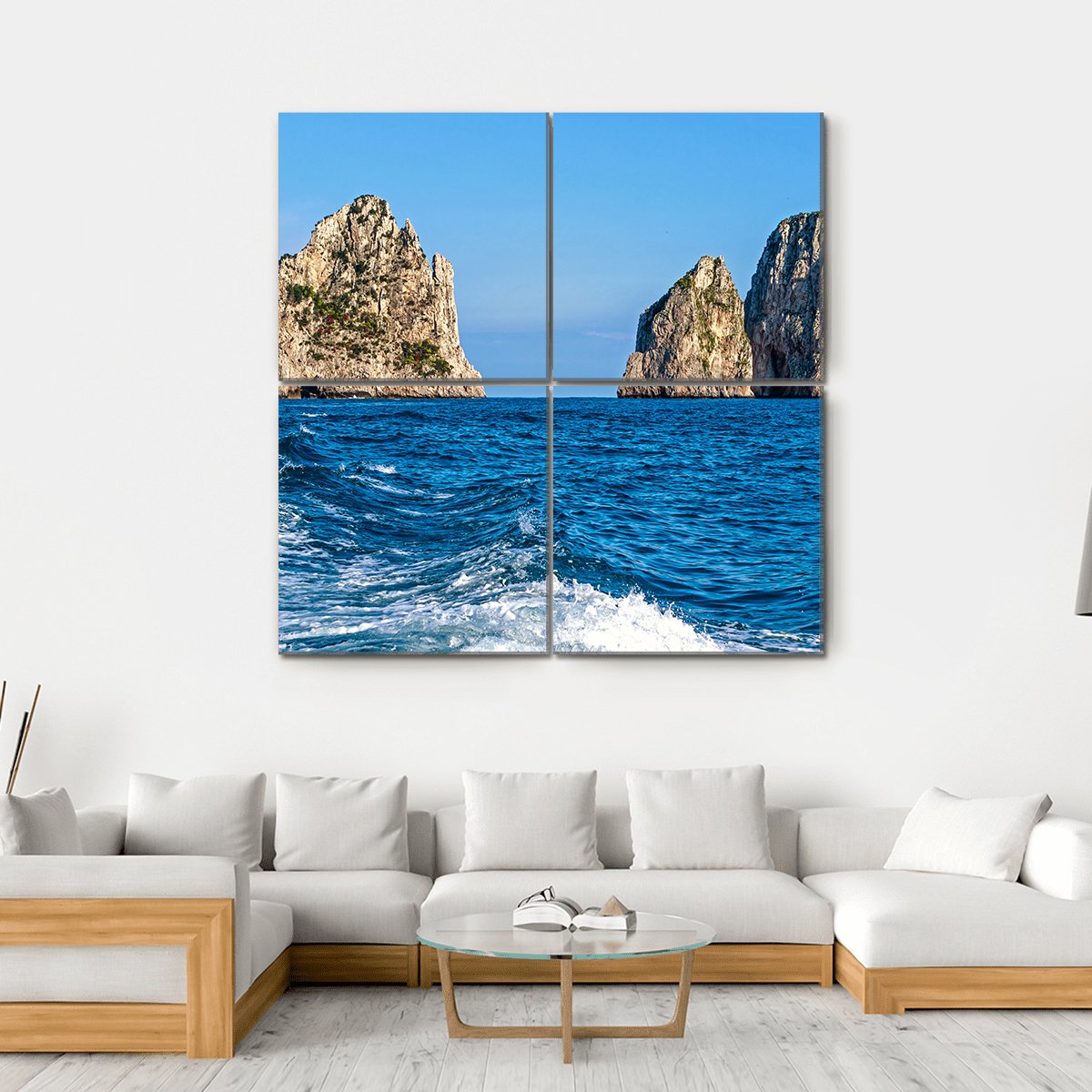 View Of The Faraglioni Rocks Canvas Wall Art-4 Square-Gallery Wrap-17" x 17"-Tiaracle