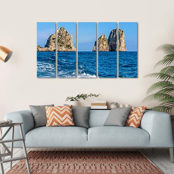 View Of The Faraglioni Rocks Canvas Wall Art-5 Horizontal-Gallery Wrap-22" x 12"-Tiaracle