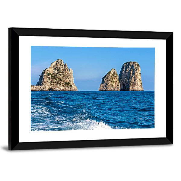 View Of The Faraglioni Rocks Canvas Wall Art-5 Horizontal-Gallery Wrap-22" x 12"-Tiaracle