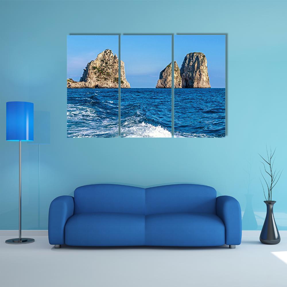 View Of The Faraglioni Rocks Canvas Wall Art-3 Horizontal-Gallery Wrap-37" x 24"-Tiaracle