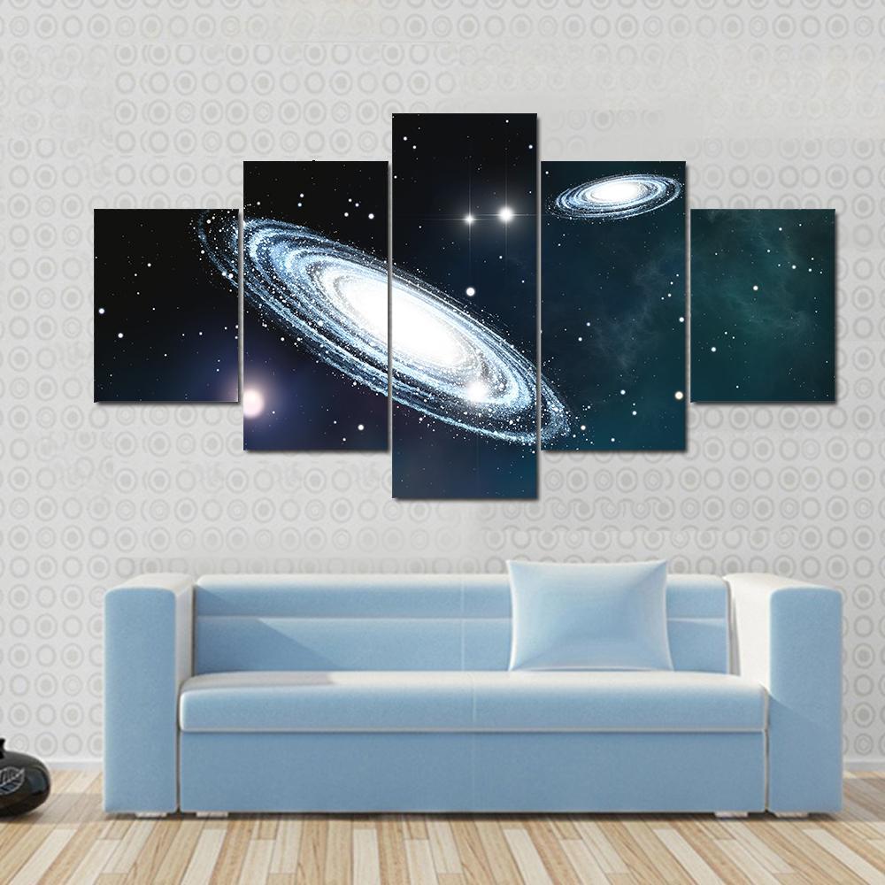 View Of The Galaxy Through The Nebulae Canvas Wall Art-5 Pop-Gallery Wrap-47" x 32"-Tiaracle