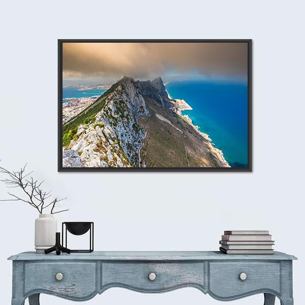 View Of The Gibraltar Rock Canvas Wall Art-1 Piece-Floating Frame-24" x 16"-Tiaracle