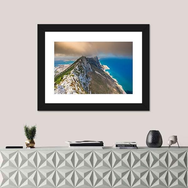 View Of The Gibraltar Rock Canvas Wall Art-1 Piece-Framed Print-20" x 16"-Tiaracle
