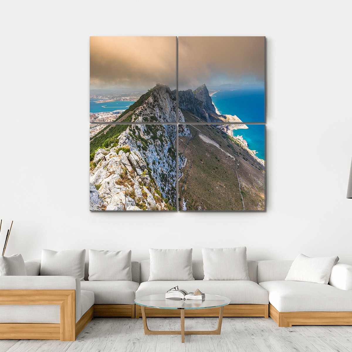 View Of The Gibraltar Rock Canvas Wall Art-4 Square-Gallery Wrap-17" x 17"-Tiaracle