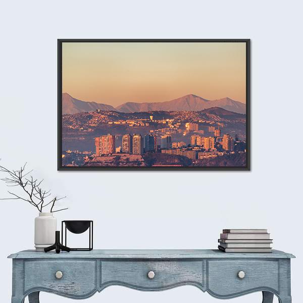 View Of The Hills Overlooking Valparaiso Canvas Wall Art-1 Piece-Floating Frame-24" x 16"-Tiaracle