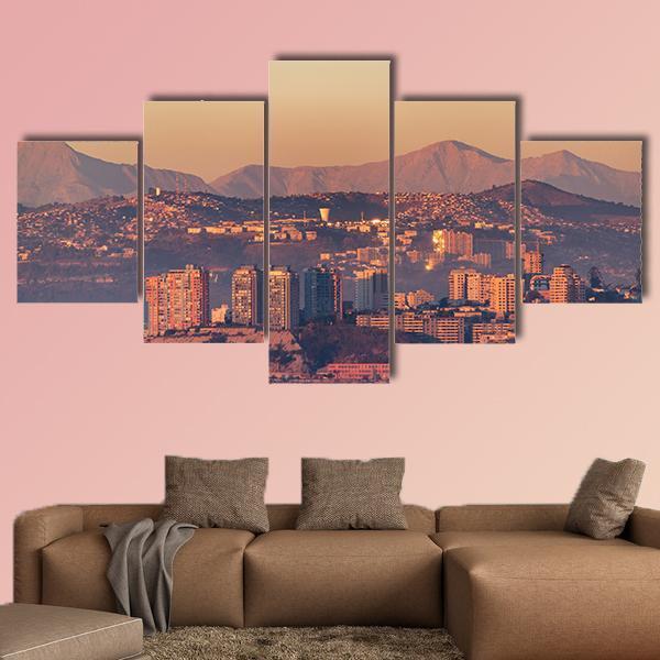 View Of The Hills Overlooking Valparaiso Canvas Wall Art-5 Star-Gallery Wrap-62" x 32"-Tiaracle