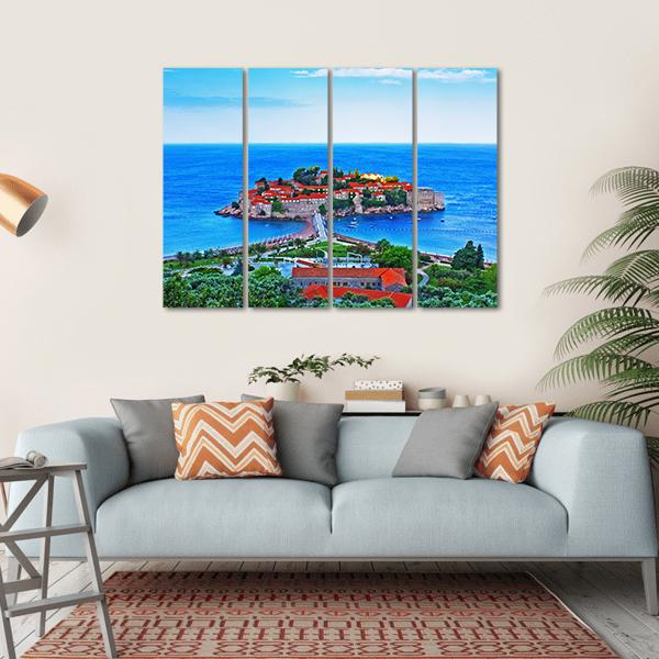 View Of The Island Of St. Stephen in Montenegro Canvas Wall Art-4 Horizontal-Gallery Wrap-34" x 24"-Tiaracle