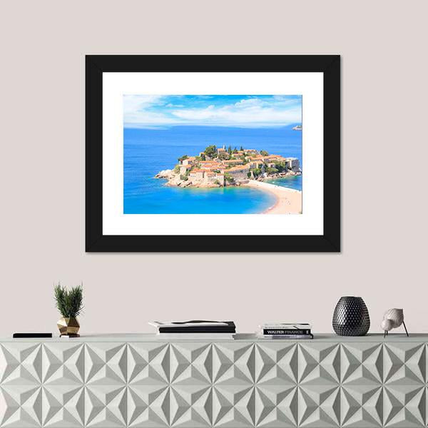 View Of The Island Resort Of St Stefan Canvas Wall Art-1 Piece-Framed Print-20" x 16"-Tiaracle