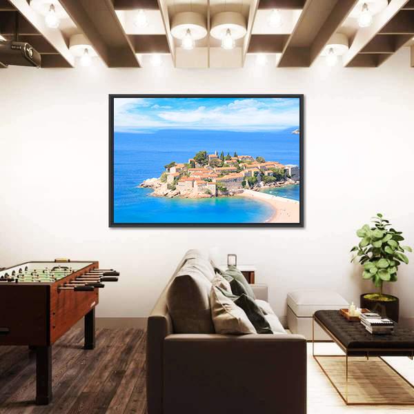 View Of The Island Resort Of St Stefan Canvas Wall Art-3 Horizontal-Gallery Wrap-25" x 16"-Tiaracle