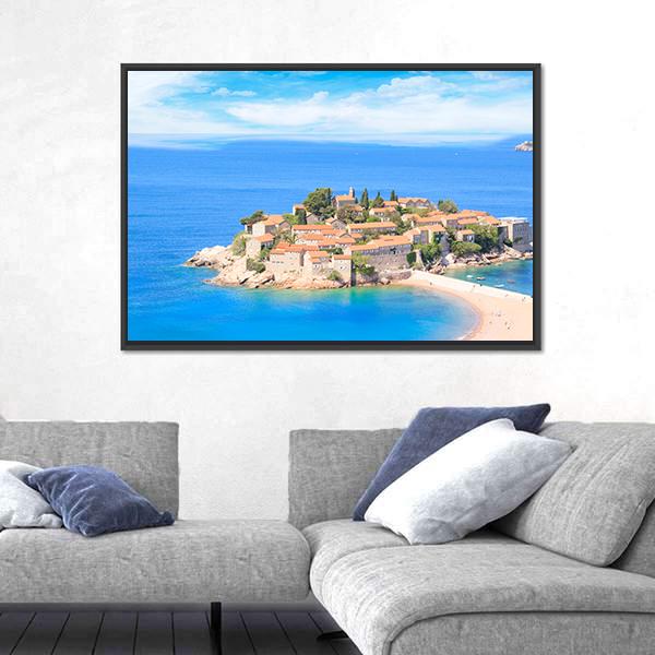 View Of The Island Resort Of St Stefan Canvas Wall Art-3 Horizontal-Gallery Wrap-25" x 16"-Tiaracle