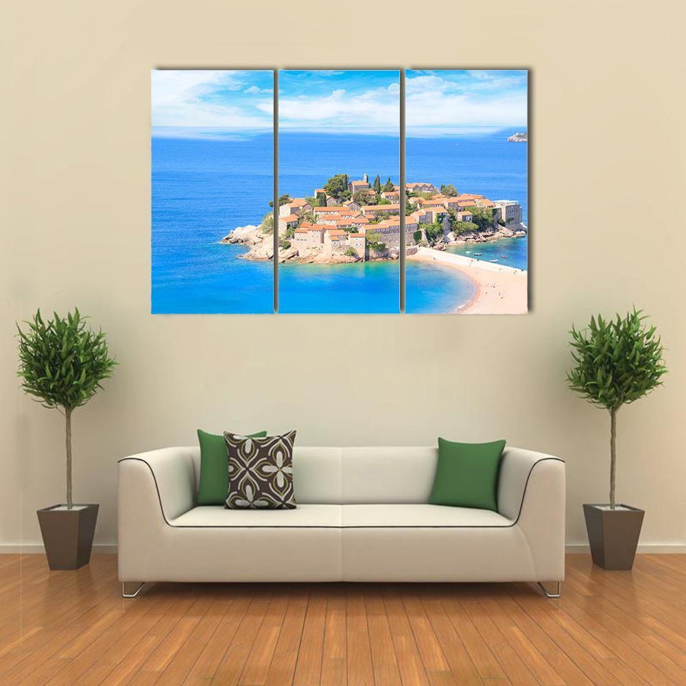 View Of The Island Resort Of St Stefan Canvas Wall Art-3 Horizontal-Gallery Wrap-37" x 24"-Tiaracle