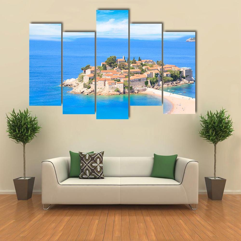 View Of The Island Resort Of St Stefan Canvas Wall Art-5 Pop-Gallery Wrap-47" x 32"-Tiaracle