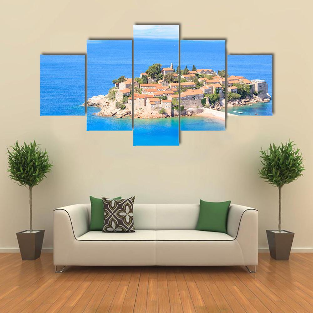View Of The Island Resort Of St Stefan Canvas Wall Art-5 Star-Gallery Wrap-62" x 32"-Tiaracle