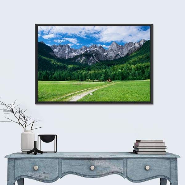 View Of The Julian Alps From Gozd Martuljek In Slovenia Canvas Wall Art-1 Piece-Floating Frame-24" x 16"-Tiaracle