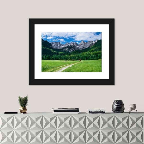 View Of The Julian Alps From Gozd Martuljek In Slovenia Canvas Wall Art-1 Piece-Framed Print-20" x 16"-Tiaracle