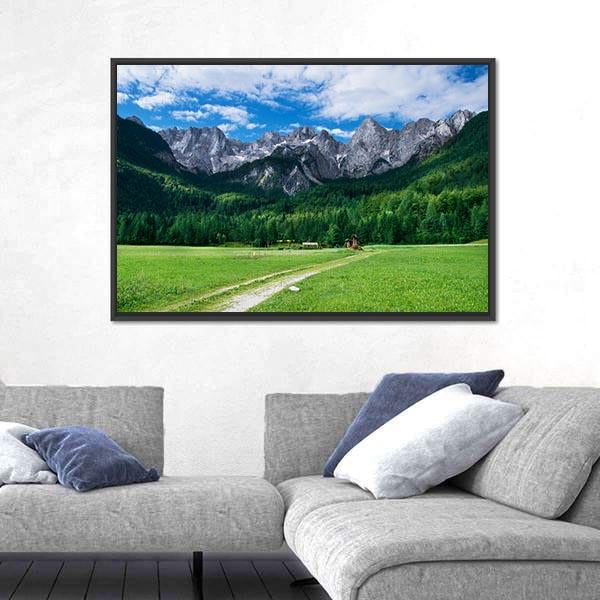 View Of The Julian Alps From Gozd Martuljek In Slovenia Canvas Wall Art-3 Horizontal-Gallery Wrap-25" x 16"-Tiaracle