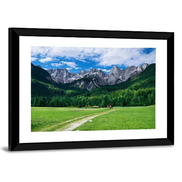 View Of The Julian Alps From Gozd Martuljek In Slovenia Canvas Wall Art-3 Horizontal-Gallery Wrap-25" x 16"-Tiaracle