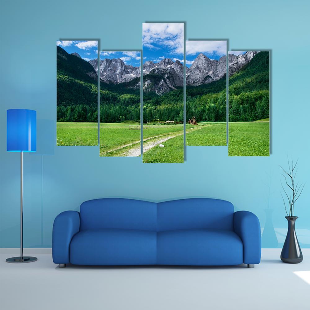 View Of The Julian Alps From Gozd Martuljek In Slovenia Canvas Wall Art-5 Pop-Gallery Wrap-47" x 32"-Tiaracle