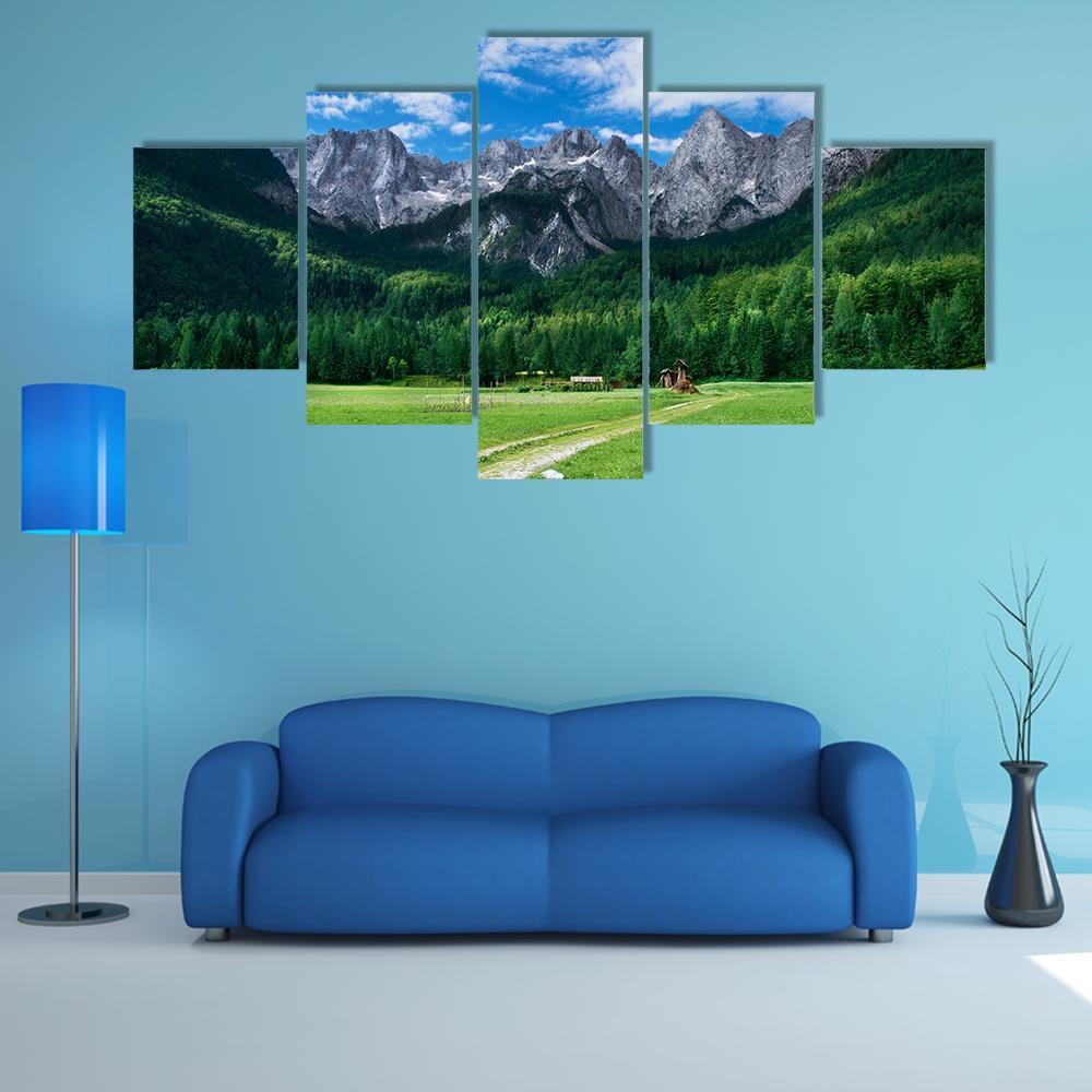 View Of The Julian Alps From Gozd Martuljek In Slovenia Canvas Wall Art-3 Horizontal-Gallery Wrap-37" x 24"-Tiaracle