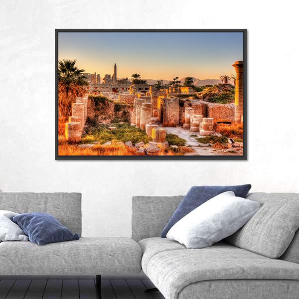 View Of The Karnak Temple In The Evening Canvas Wall Art-3 Horizontal-Gallery Wrap-25" x 16"-Tiaracle