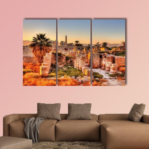 View Of The Karnak Temple In The Evening Canvas Wall Art-3 Horizontal-Gallery Wrap-37" x 24"-Tiaracle