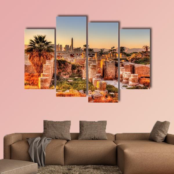 View Of The Karnak Temple In The Evening Canvas Wall Art-4 Pop-Gallery Wrap-50" x 32"-Tiaracle