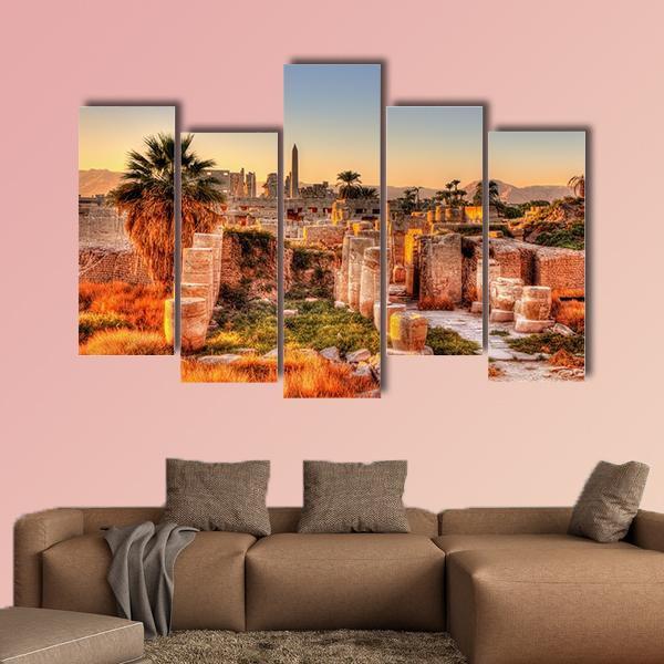 View Of The Karnak Temple In The Evening Canvas Wall Art-5 Pop-Gallery Wrap-47" x 32"-Tiaracle
