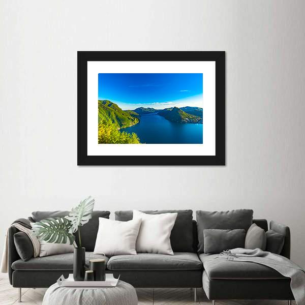 View Of The Lago Di Lugano In Switzerland Canvas Wall Art-3 Horizontal-Gallery Wrap-25" x 16"-Tiaracle