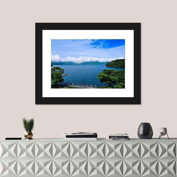 View Of The Lake Ashi Canvas Wall Art-1 Piece-Framed Print-20" x 16"-Tiaracle