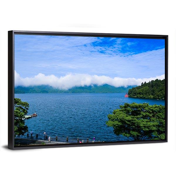 View Of The Lake Ashi Canvas Wall Art-3 Horizontal-Gallery Wrap-25" x 16"-Tiaracle