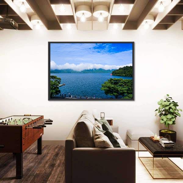 View Of The Lake Ashi Canvas Wall Art-3 Horizontal-Gallery Wrap-25" x 16"-Tiaracle