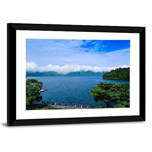 View Of The Lake Ashi Canvas Wall Art-3 Horizontal-Gallery Wrap-25" x 16"-Tiaracle
