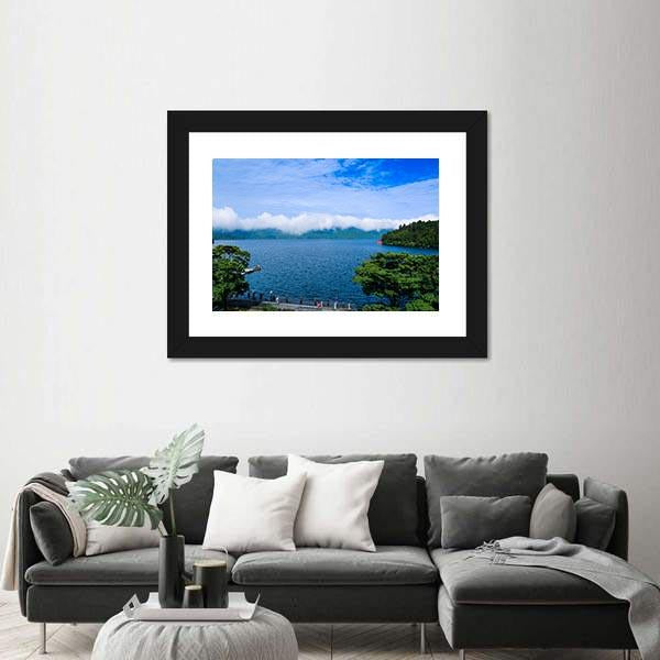 View Of The Lake Ashi Canvas Wall Art-3 Horizontal-Gallery Wrap-25" x 16"-Tiaracle