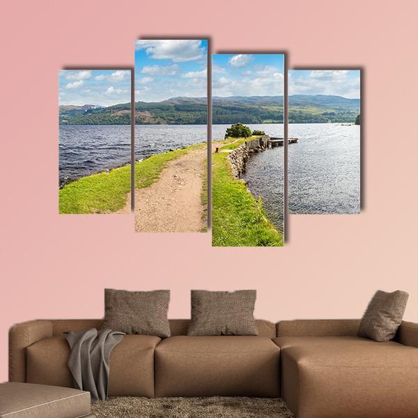 View Of The Loch Ness In Scotland Canvas Wall Art-4 Pop-Gallery Wrap-50" x 32"-Tiaracle