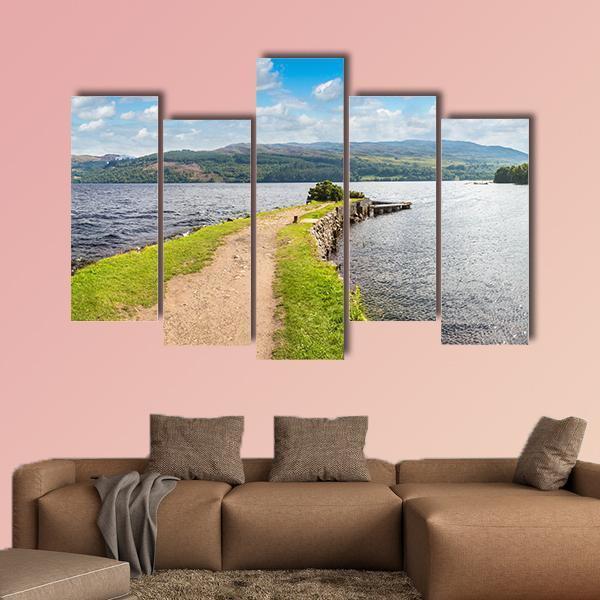 View Of The Loch Ness In Scotland Canvas Wall Art-5 Pop-Gallery Wrap-47" x 32"-Tiaracle