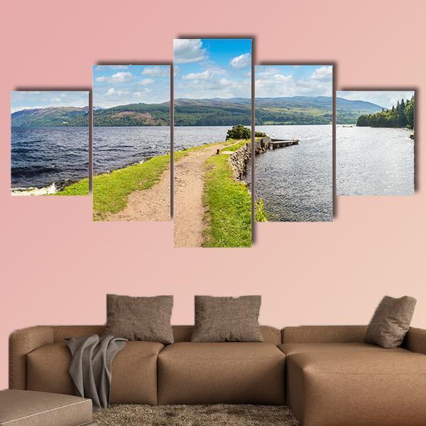 View Of The Loch Ness In Scotland Canvas Wall Art-5 Star-Gallery Wrap-62" x 32"-Tiaracle