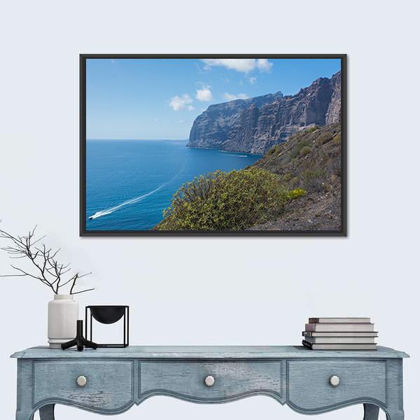 View Of The Los Gigantes Cliffs Canvas Wall Art-1 Piece-Floating Frame-24" x 16"-Tiaracle