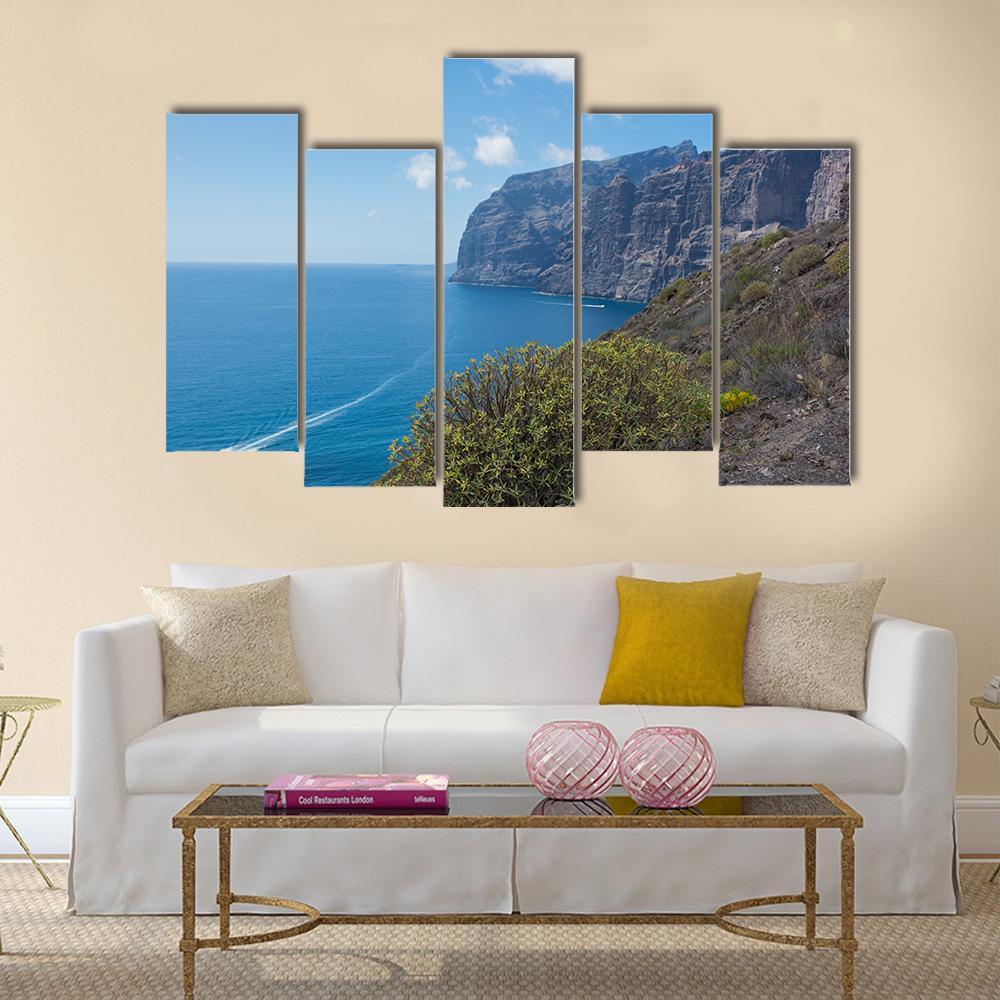 View Of The Los Gigantes Cliffs Canvas Wall Art-5 Pop-Gallery Wrap-47" x 32"-Tiaracle