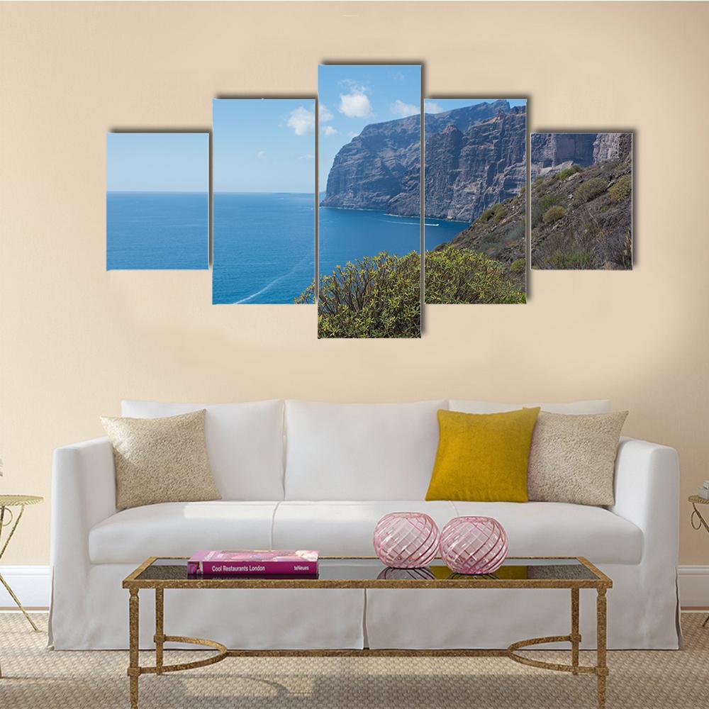 View Of The Los Gigantes Cliffs Canvas Wall Art-5 Star-Gallery Wrap-62" x 32"-Tiaracle